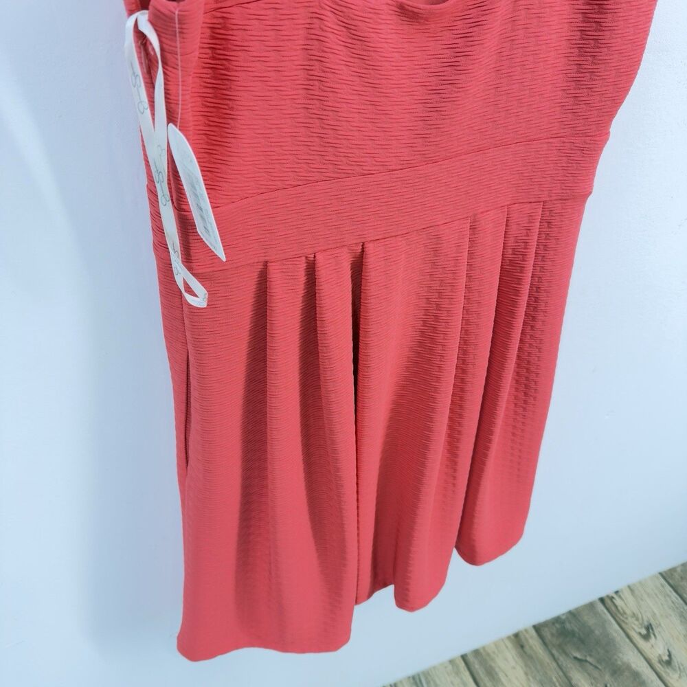 NWT Jessica Simpson Women Dress 10 Orange Textured Cut Out Back Pleated Pocket - Picture 7 of 16